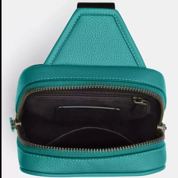 Coach Sullivan Sling Pack In Bright Turquoise Leather Style CP207 - Picture 14 of 16